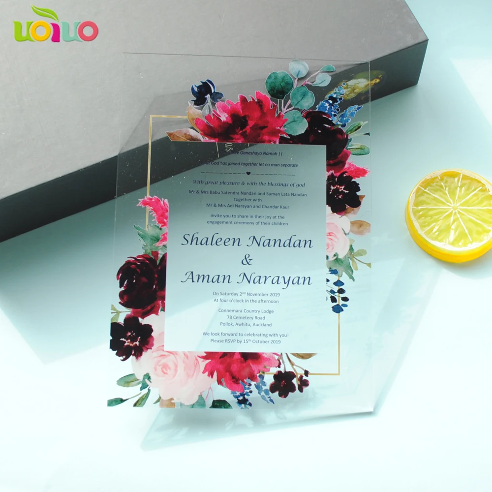 10pcs custom printing acrylic invitation card wedding invitation card