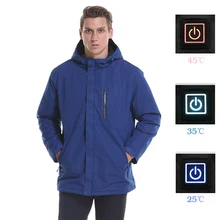 Новинка! Мужская и Женская водонепроницаемая куртка с USB подогревом, плюс размер, мужской пуховик из хлопка, одноцветная куртка для пешего туризма, сохраняющая тепло, дождевик