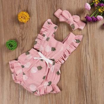 4Colors 0-24M Toddler Newborn Baby Girl Summer Romper Sleevless Floral Printed Jumpsuit Cotton Soft Clothing For Cute Baby Girl 2