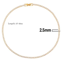 Luxurious 18K Gold Plated Iced Out Tennis Chain Necklace for Women - Fashionable Statement Jewelry Gift (Necklace)