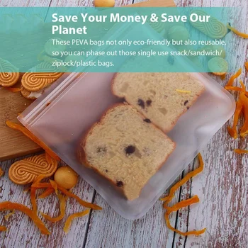 

Reusable Storage Bags 10 Pack Leakproof Freezer Bag(6 Reusable Sandwich Bags&4 Reusable Snack Bag)Lunch Bag for Food Storage Hom