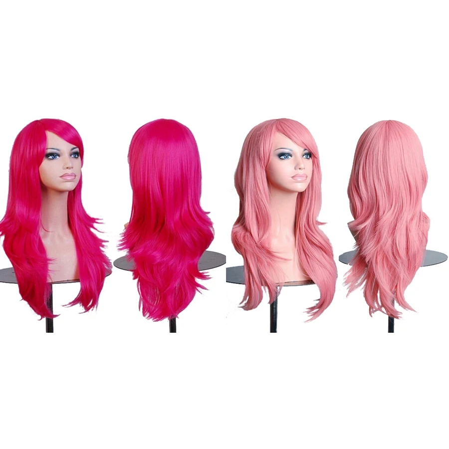 

AIYEE 26inch Synthetic Hair Wig With Air Bang Pink Color Blonde Blue Red Cosplay Wig 100% High Temperature Fiber Hair Wig
