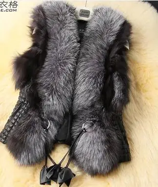 Veste femme colete de pele feminina жилет из искусственного меха лисы Женское пальто Дамский кожаный мотоциклетный жилет плюс размер зима YY1025