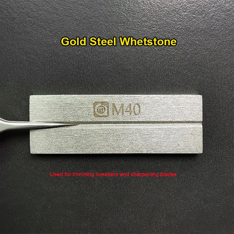 

Amaoe Grindstone M40 Gold Steel Whetstone Used For Correction Tweezers Grinding Blade Double-sided Use Tweezers Repair Tool