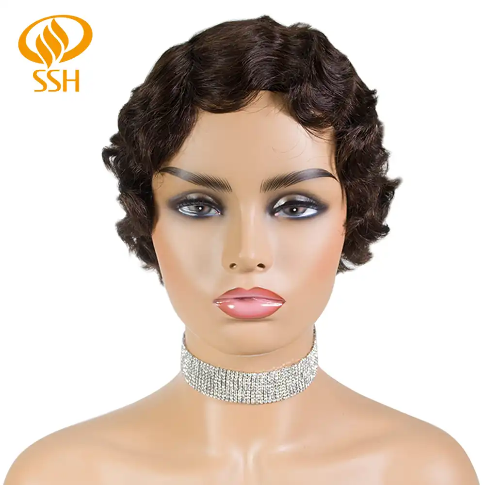 Ssh Remy Parik Iz Chelovecheskih Volos S Korotkoj Strizhkoj Piksi 1920 S Flapper Pricheska Dlya Zhenshin Korotkij Palec Volna Retro Stil Parik Kosplej Aliekspress