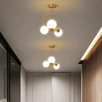 

Modern Nordic LED chandelier ceiling simple glass ball / gold / art hanging lamp home cloakroom porch chandelier lighting