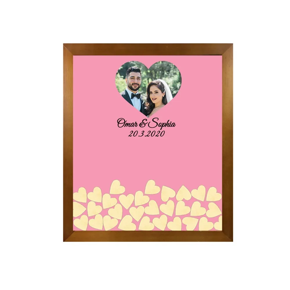 Индивидуальное семейное свадебное фото Фирменное сердце капля топ коробка подарок, пользовательские 3D белая Свадебная Гостевая книга Альтернативная рамка - Цвет: cherry frame