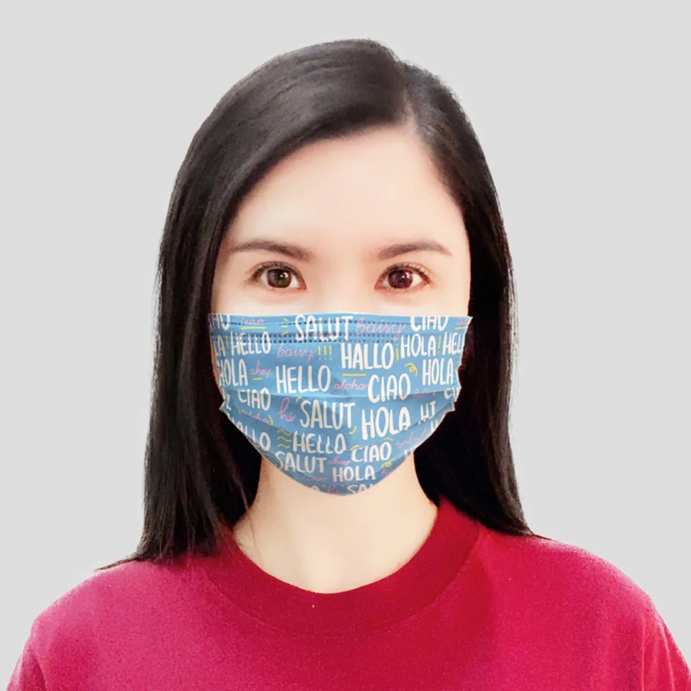 50Pcs/lot Anti dust Disposable Mouth Masks with Earloop Non woven 3 Ply Protect Antifog Face Mask Cartoon Print Adult|Masks| - AliExpress
