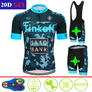 Â¡Novedad de 2020! Conjunto de jersey de Ciclismo Saxo bank 20D, pantalones...