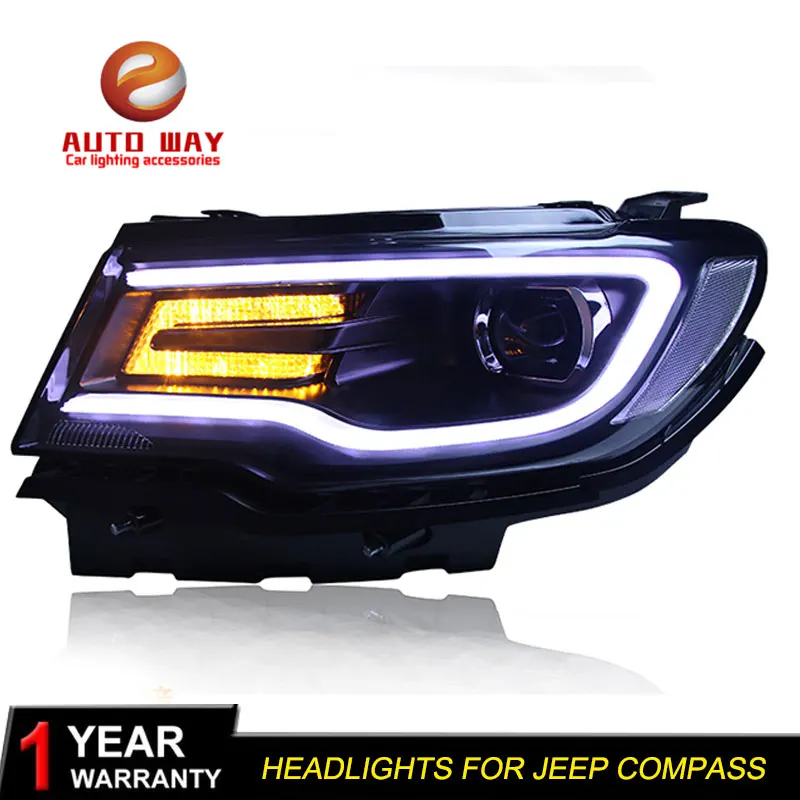 Автомобильный Стайлинг чехол для передней фары Jeep Compass 2011 2017 светодиодный ная