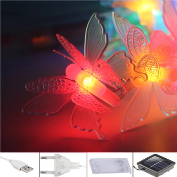 

LED String Light Butterfly Garland Fiary Lights For Indoor Outdoor Garden Party Christmas Wedding Decoration Battery USB Solar