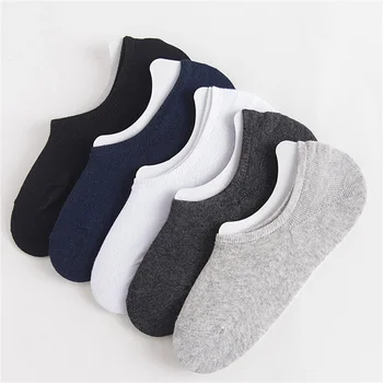 

Men's Cotton Socks Breathable Comfortable Sport Socks Solid Color Boat Sock Thin Non-slip Invisible Gray White Black Socks Men