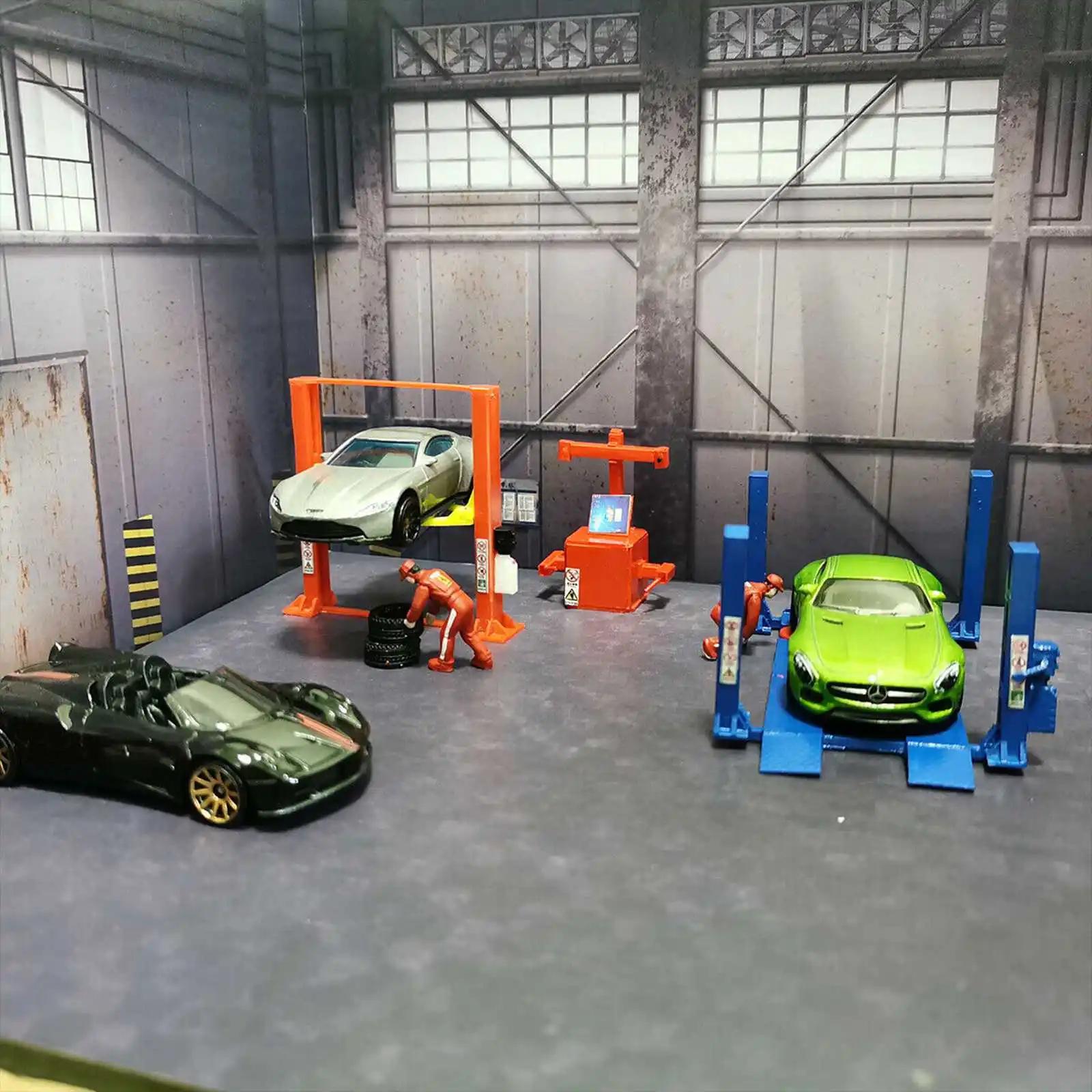 1:64 Diecast Car Model Repair Garage Diorama DIY Display Toy Gift for Collectors  Vehicle Background Scene models 