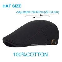 Cotton Adjustable Newsboy Caps Men Woman Casual Beret Flat Ivy Cap Soft Solid Color Driving Cabbie Hat Unisex Black Gray Hats 3