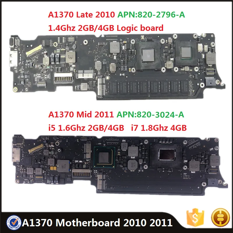 Оригинальная материнская плата A1370 820-2796-A 820-3024-B для MacBook Air 11 &quot2010 2011 i5 i7 2 ГБ 4