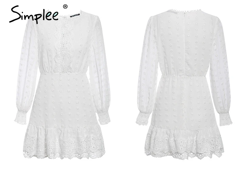 Simplee Роскошные осенние тонкие женское кружевное платье Chic с длинным рукавом с вышивкой вечерние платья
