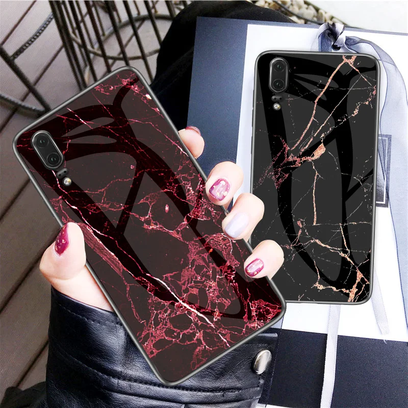 Cover Luxury Phone Case on For Huawei P Smart 2019 Coque Tempered Glass P20 Pro Lite |