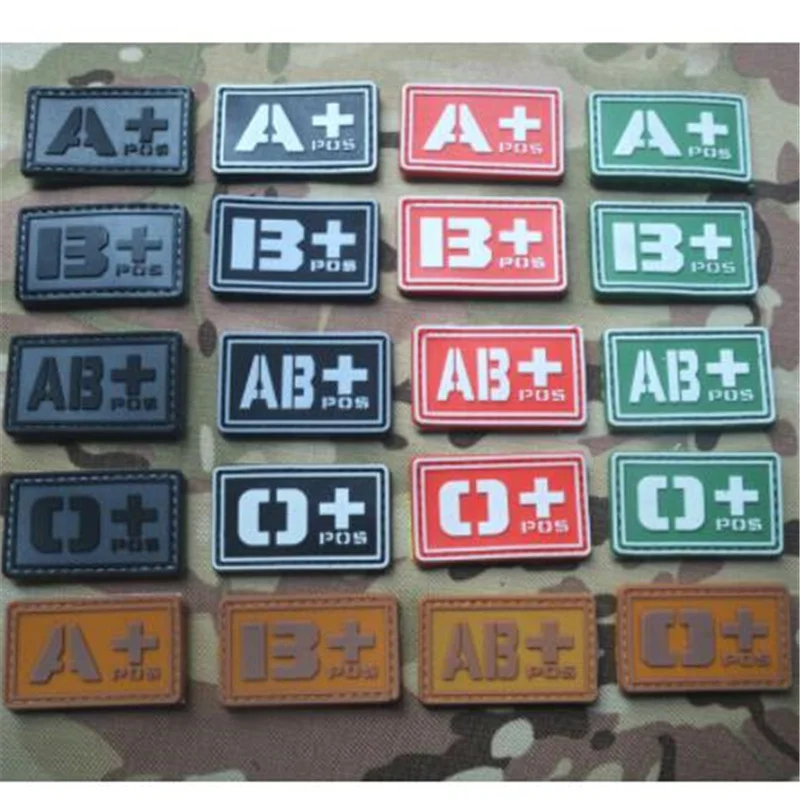 Patch 3D PVC Patch A+ B+ AB+ O+POS A- B- AB- O-NEG Blood Type Group Glowing patches for backpacks sticker tactics Military badge (2)