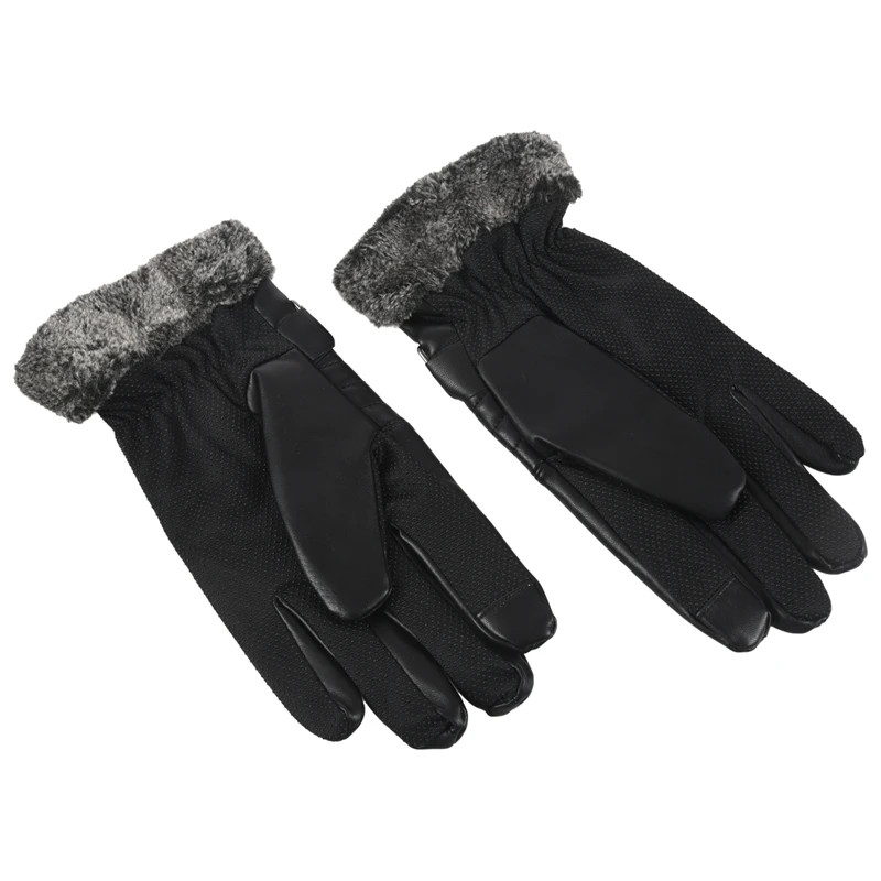 Man Anti-Slip Gloves Motorbike Leather Winter Sports Thermal Gloves Touch Screen Gloves