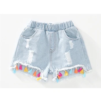

New Summer Cute Children Short Jeans Pants Baby Kids Girls Denim Tassel Hole Shorts For Girls