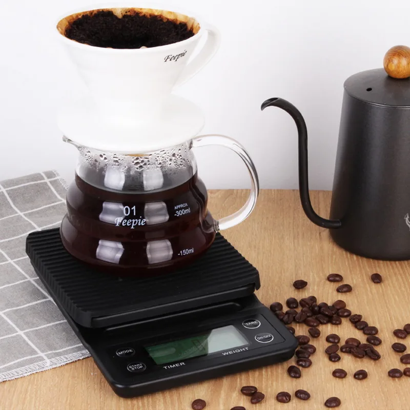 Urijk 3 кг/5 кг 0,1 г капельные кофейные весы с таймером портативные электронные цифровые кухонные высокоточные весы ЖК-весы для кухни