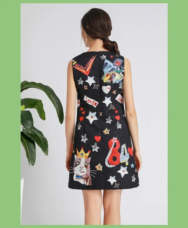 Мини-платье Preto Do в винтажном стиле; Vestido Sem Mangas das Mulheres de Диамант de luxo Nossa Senhoras Do Partido Vestido de Pista Dress