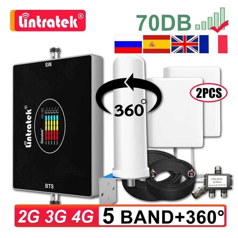 Lintartek 5 5 밴드 모바일 셀룰러 증폭기, LTE B20 800 900 1800 ..