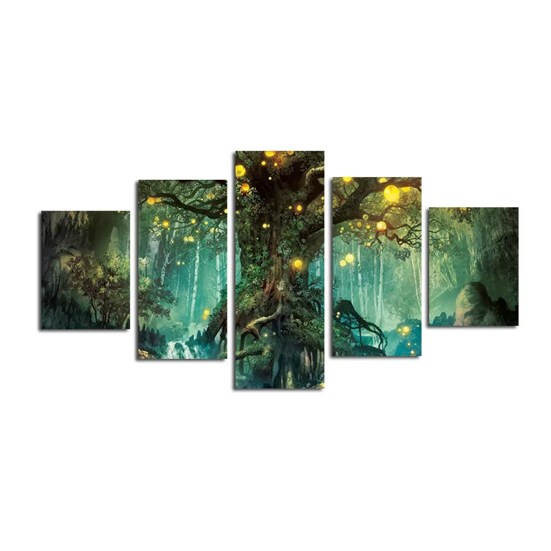 

Green Millennium Antique Tree & Amp; Firefly Oil Painting Computer Airbrush Painting AliExpress Amazon Painting Core Decoration