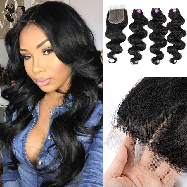Mezcla de pelo Natural humano, mechones de pelo sintético mezclados de 3 + 1,20 pulgadas con cierre de encaje tipo U de 18 pulgadas, cuerpo y paquete de olas profundas
