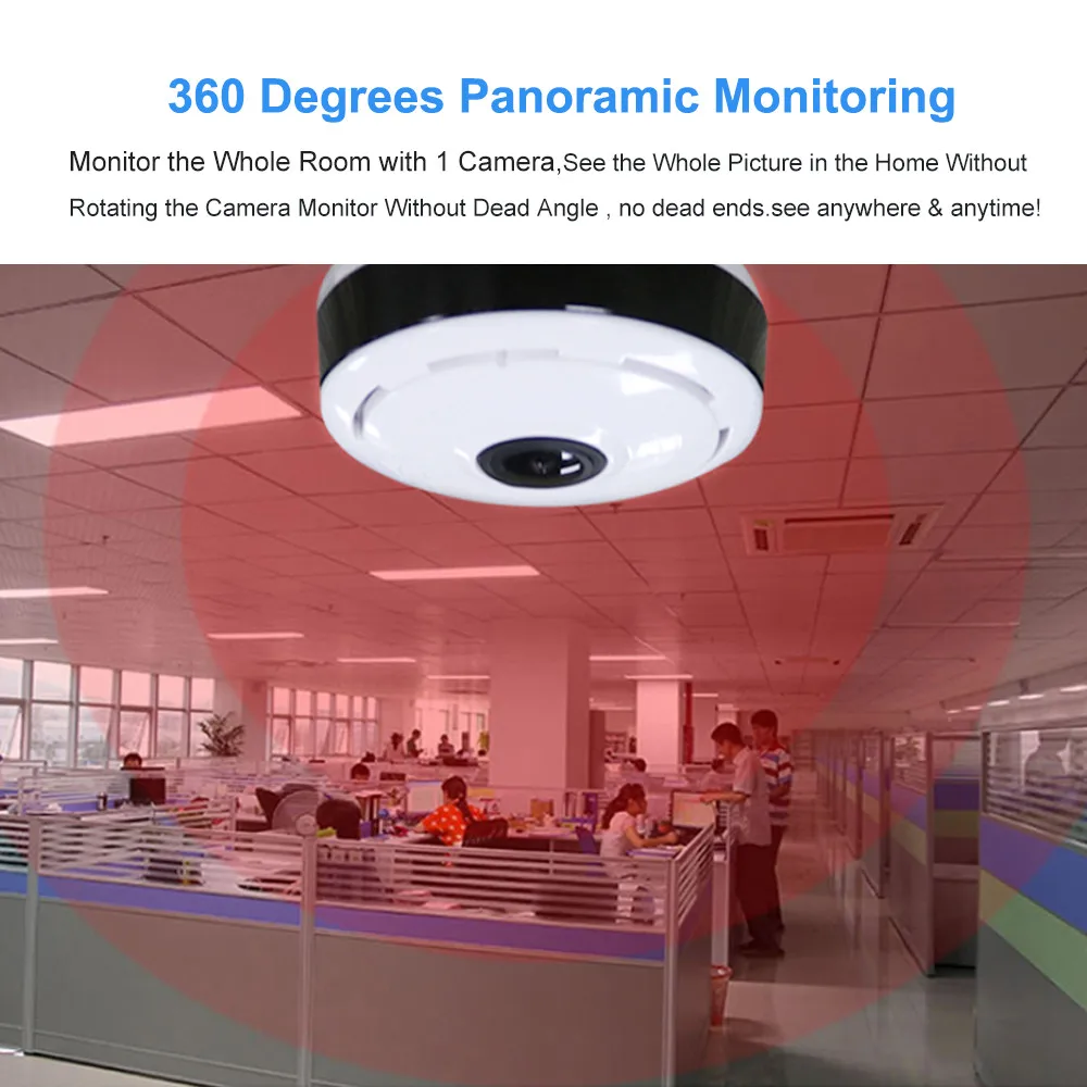 Камера видеонаблюдения HD 960P Wi Fi IP беспроводная 360 градусов панорамная ночное