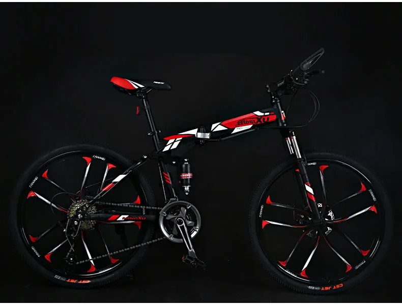 Карбоновая стальная рама горный велосипед 27 скоростей 24/26 дюймов колеса складной велосипед мягкий хвост Спорт на открытом воздухе горные MTB Bicicleta - Цвет: 10 black red