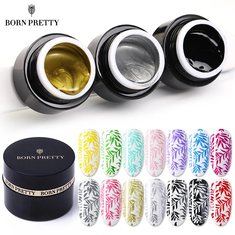 BORN PRETTY Shimmer Glitter Nail Stamping Gel 5ml UV Gel Polish Print