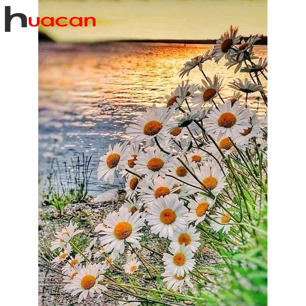 

Huacan Full Diamond Embroidery Daisy Complete Kit Flower Diamond Painting Decor Diamond Art New Arrival Accessories