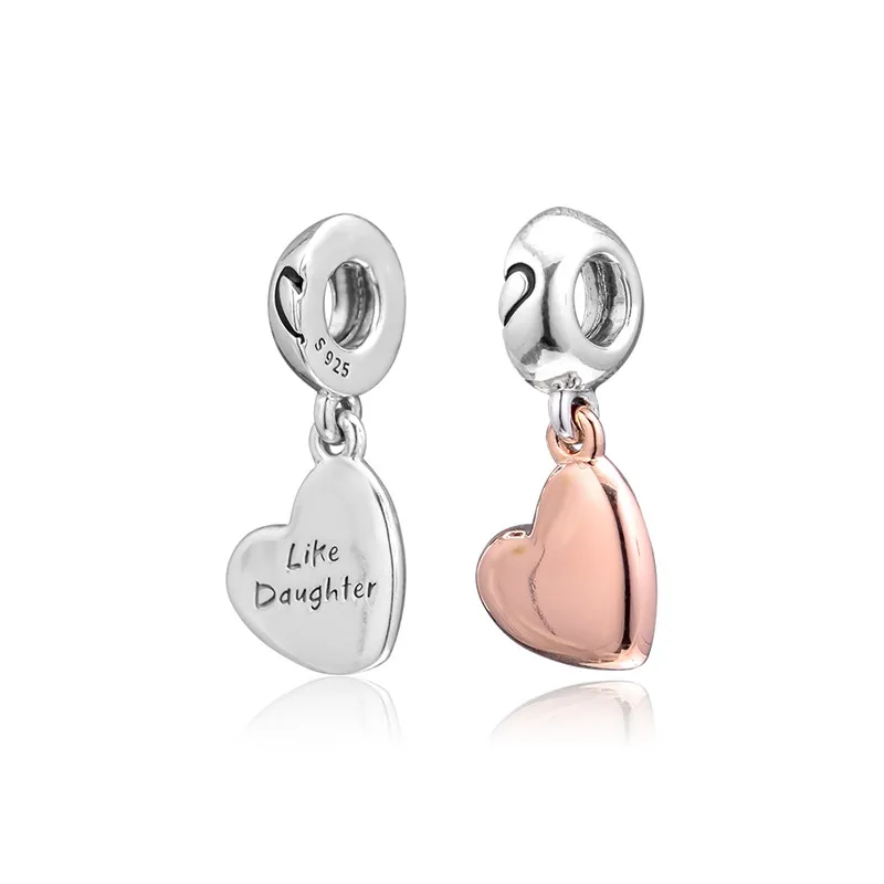 925 silver Beads Mother &amp Daughter Love Dangle Charm Fits Beaded Snake Chain Bracelets Fashion Female DIY Sterling Silver | Украшения и