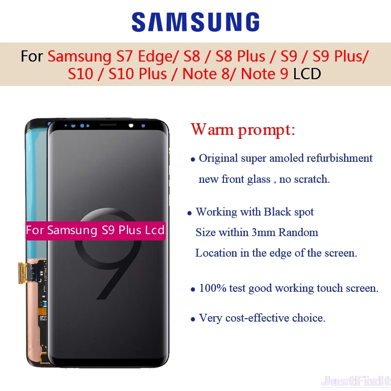С черным точечным дефектом для Samsung Galaxy S7 Edge S8 Plus S9 Note 8 ЖК дисплей с сенсорным