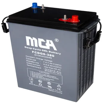 

High quality gel solar deep cycle battery 6v380ah storage Batteries