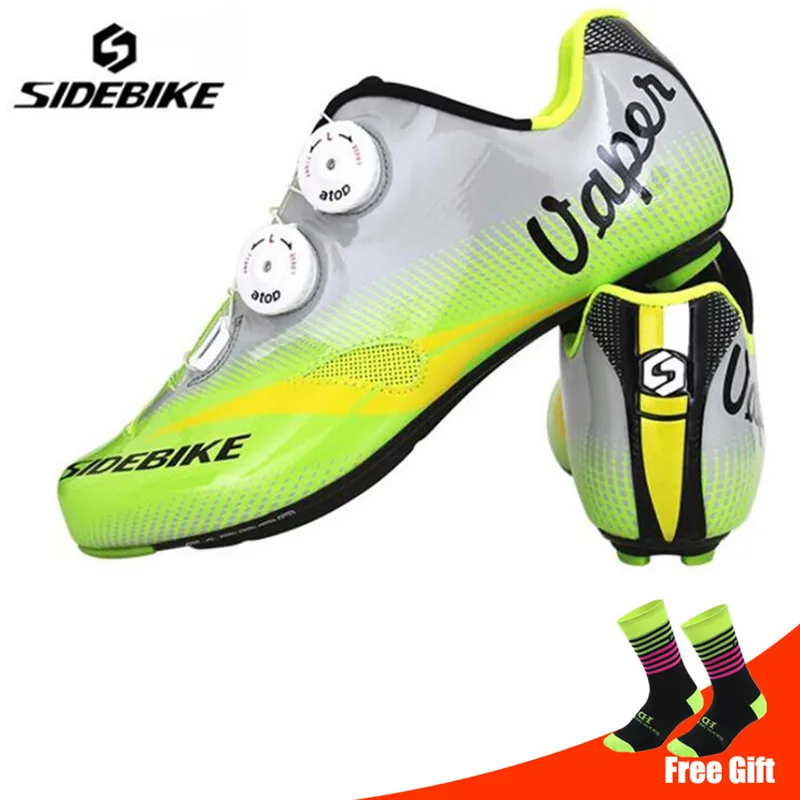 add socks Sidebike/Обувь для велоспорта; мужские кроссовки из углеродного волокна; комплект педалей; самоблокирующийся велосипед; обувь для гонок и верховой езды; Sapatos De Ciclismo - Цвет: add socks