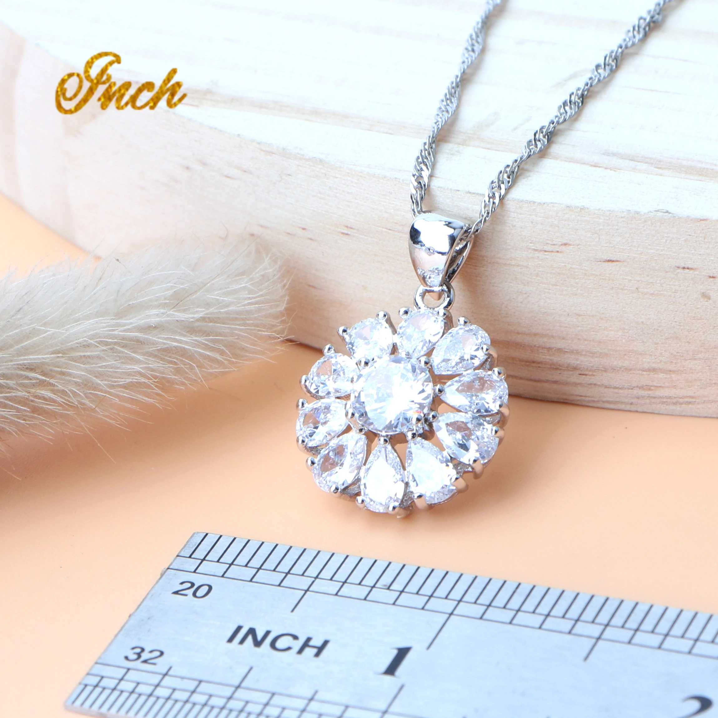 White Cubic Zirconia Bridal Jewelry Sets Costume Silver 925 Earrings Women Wedding Jewelry Pendant Bracelet Ring Necklace Sets