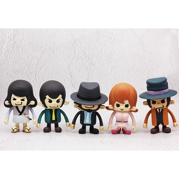 

5pcs/lot pvc original Lupin III Rupan Sansei Q version action figure collectible model toys