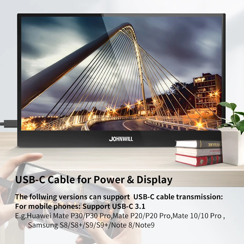 Портативный монитор 15 6 дюймов ЖК дисплей Тип USB C Hdmi ips 1080p HD для PS4 ноутбук телефон