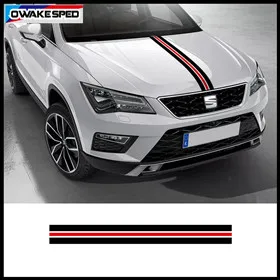 Colorful Racing Stripes Car Bonnet Sticker For Seat ATECA FR X-Perience Auto Hood Engine Cover Decor Decals (3)_副本