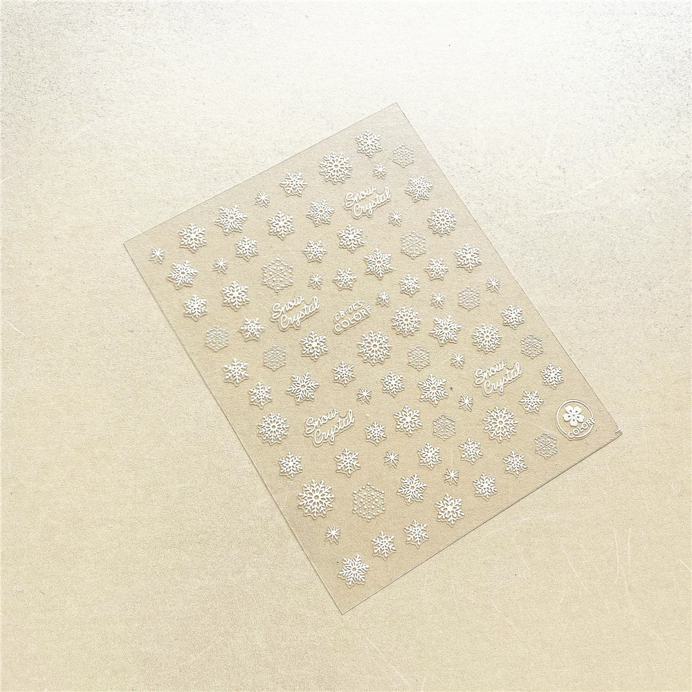 

CB-065 CB-067 White snowflakes 3D Back glue Nail Art Stickers Decals Sliders Nail ornament decoration