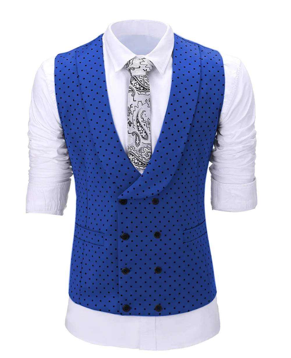 Royal Blue Повседневное Для Мужчин's цвета: золотистый, серебристый серый Slim Fit 3 предмета для выпускного вечера розовый смокинг для мальчиков точка насыщенный бордовый Бизнес костюмный жилет для Свадебные, для жениха жилет - Цвет: Royal Blue