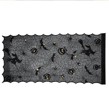 

Halloween Witch Pumpkin Bat Curtain LED Light Black Horror Atmosphere Dance Party Decoration Curtain Supplies