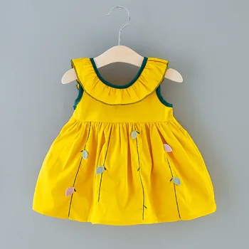 

2020 New Baby Girl Clothes Cute Fashion Sweet Casual Summer Party Cotton Princess Dress Leaves Embroidery Bow Dresses for 0-3Y