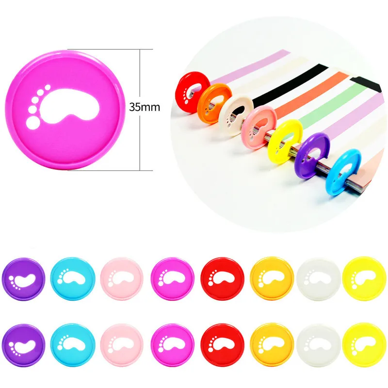 

100PCS Cute Foot Pattern Mushroom Binding Disc Buckle Notebook Plastic Binding Ring Loose-leaf Button Hand Ledger Accessories