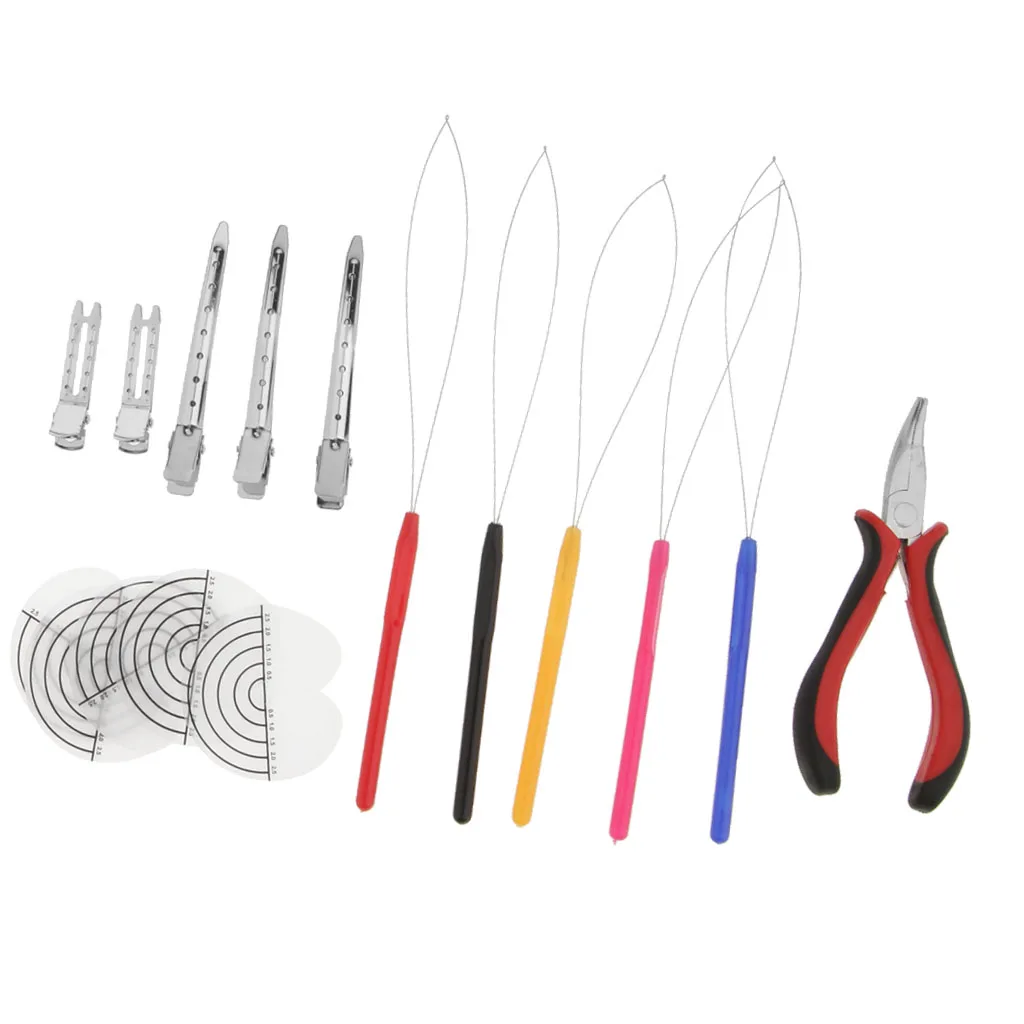 Hair Extensions Pliers & Hook Needle With Clip And  Shield Tools Kit Set