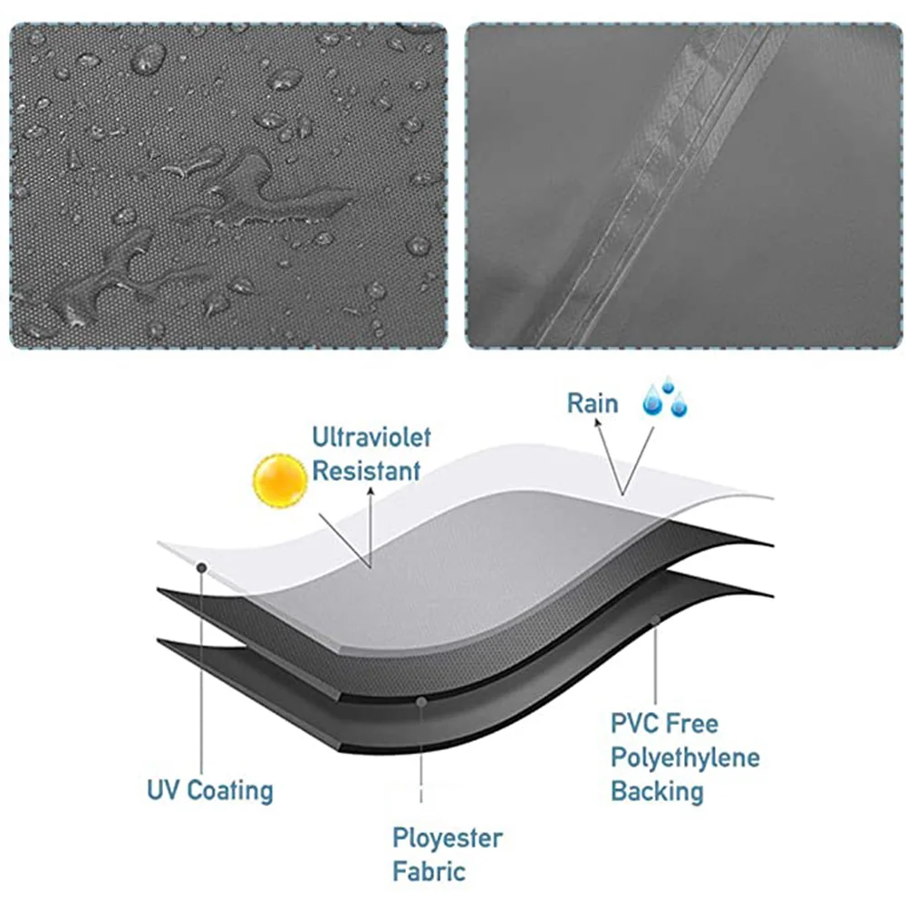 210D Heavy duty Waterproof Patio Furniture Cover Rectangular Garden Rain Snow Outdoor Cover for Sofa Table Chair Wind-Proof 6