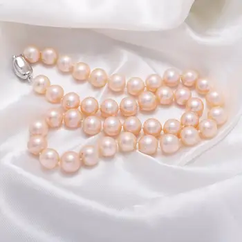 

High Quality Natural Pearl Necklaces Jewelry 9-10mm Round Charms Necklace for Women Accessories Fit Party Wedding
