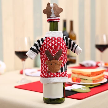 

New Year 2021 Christmas Wine Bottle Cover Elk Wine Bottle Cover Christmas Party Decoration Elk Wine Topper Cover Gift